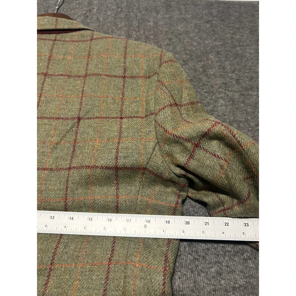 Samuel windsor british tweed blazer jacket mens windowpane green size 40 short